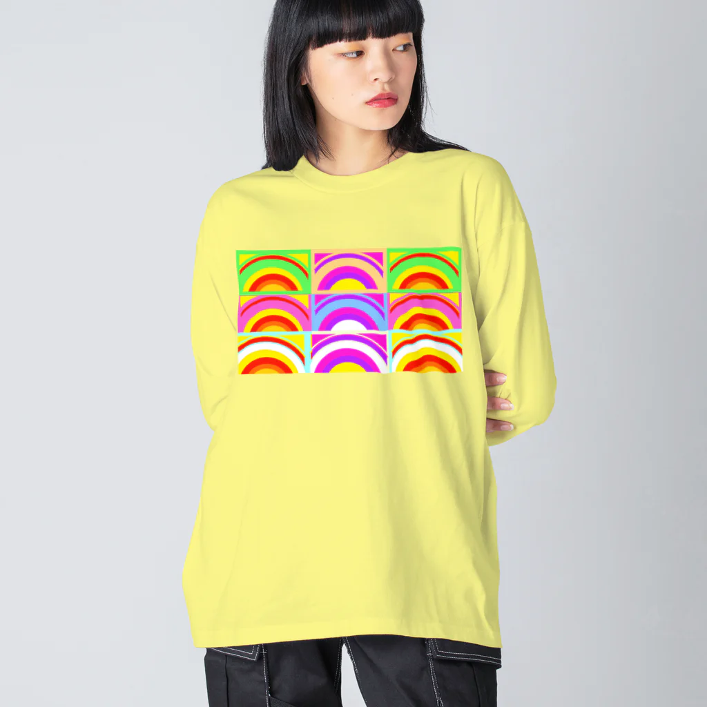 ✨🌈✨ユラクラカン🇯🇵 ✨🌈✨の🌈レインボーサンライズ🌈 ビッグシルエットロングスリーブTシャツ