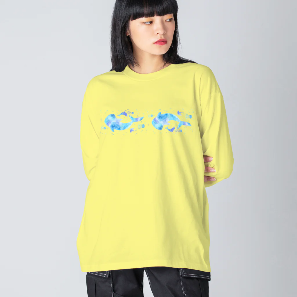 甘漏り屋の揺蕩うジンベエザメ・回遊 Big Long Sleeve T-Shirt