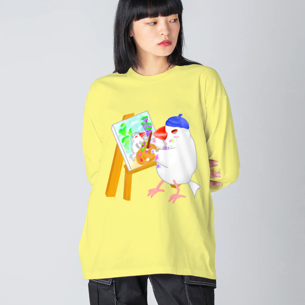 Lily bird（リリーバード）の芸術の秋文鳥 ビッグシルエットロングスリーブTシャツ