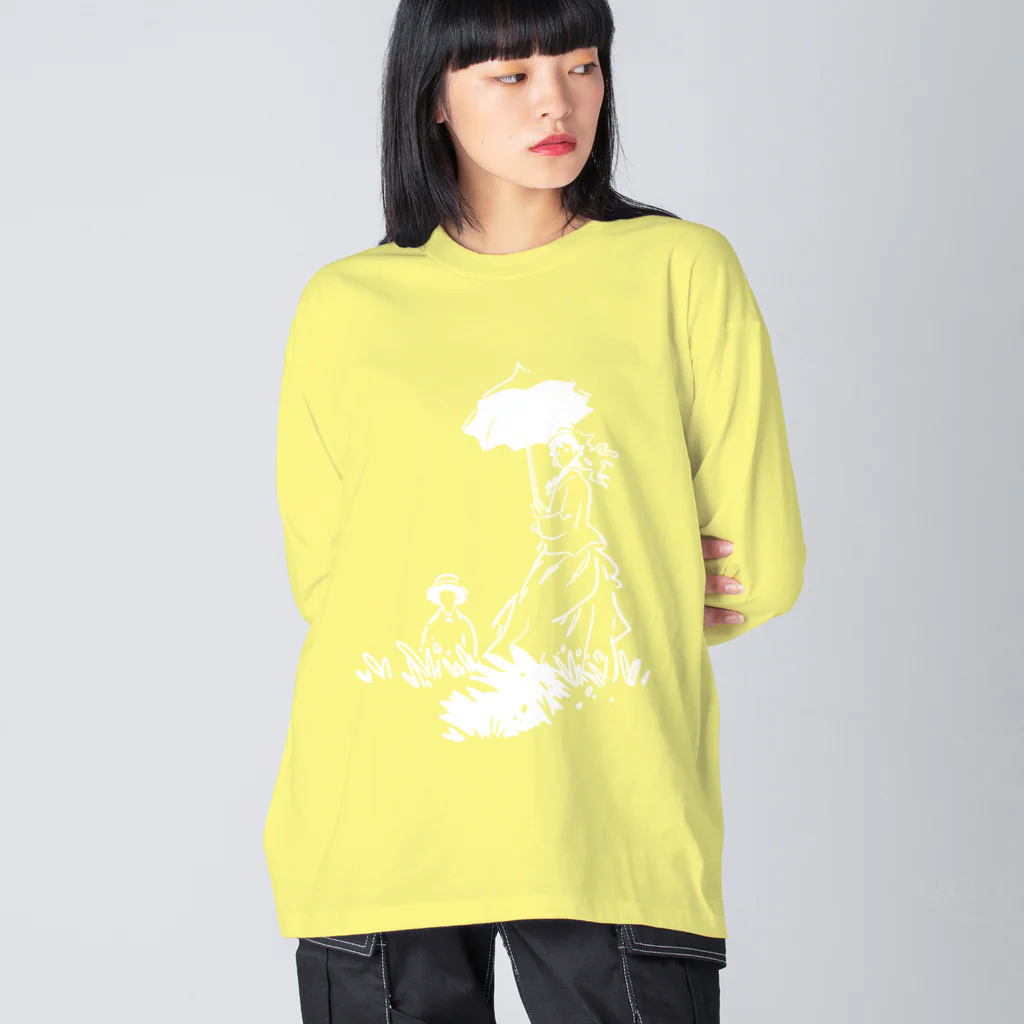 山形屋米店の白版＿クロード・モネ「日傘をさす女」 Big Long Sleeve T-Shirt