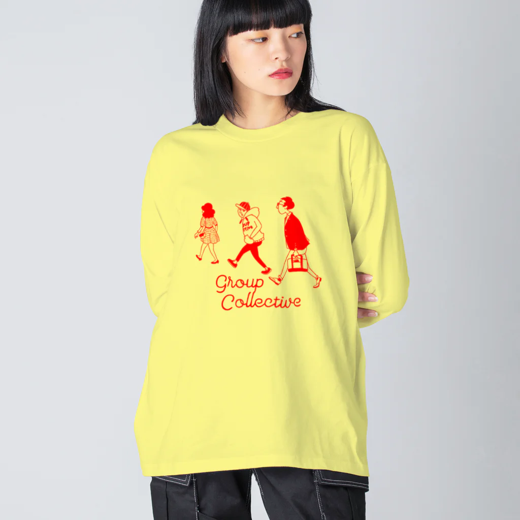 hilo tomula トムラ ヒロのGroup Collective Red Big Long Sleeve T-Shirt