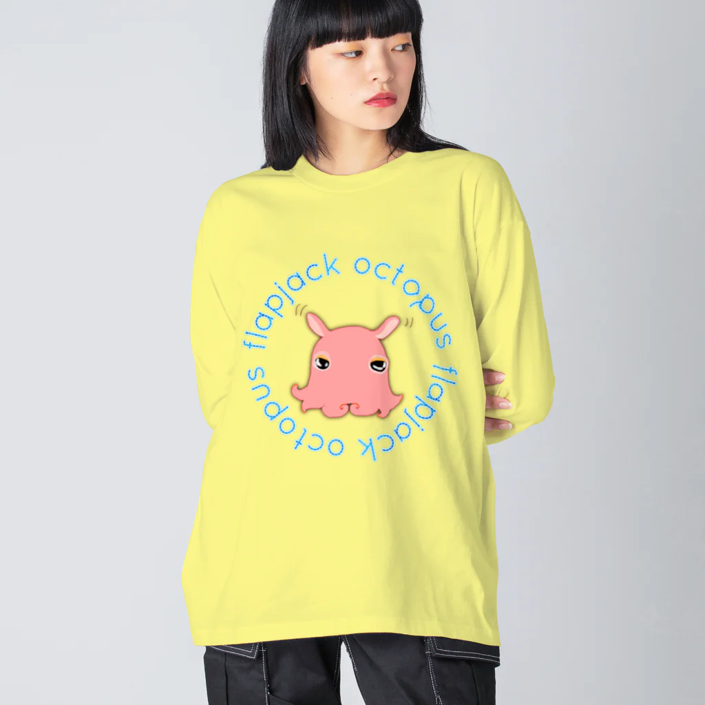 LalaHangeulのFlapjack Octopus(メンダコ) 英語バージョン ビッグシルエットロングスリーブTシャツ