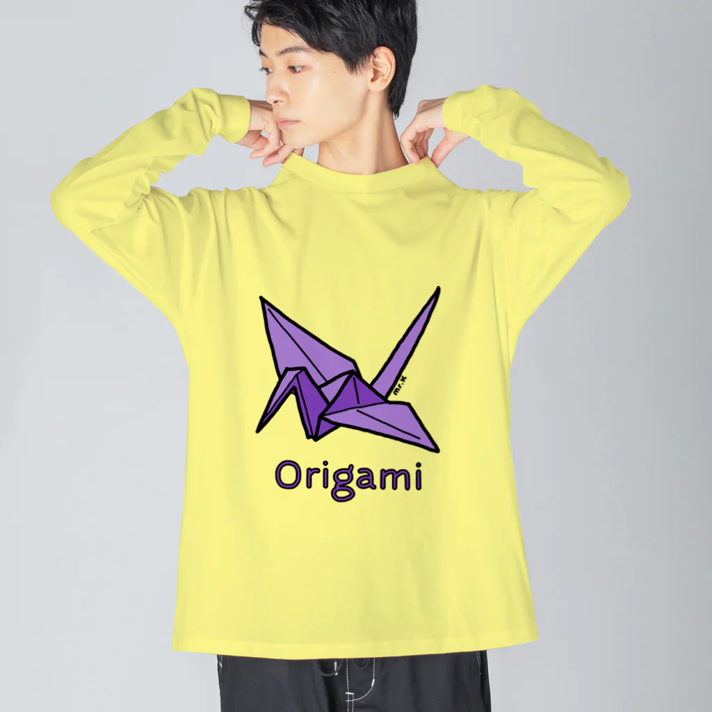 MrKShirtsのOrigami (折り紙鶴) 色デザイン ビッグシルエットロングスリーブTシャツ