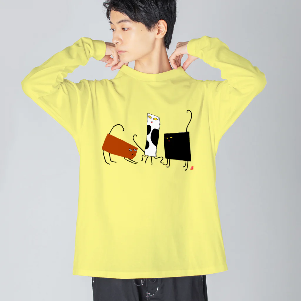 心の森ミュージアム　遊童館の板ネコ日和 Big Long Sleeve T-Shirt