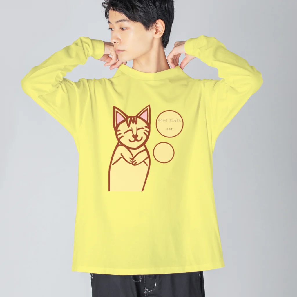 aiueoneko358のおやすみ猫 ビッグシルエットロングスリーブTシャツ