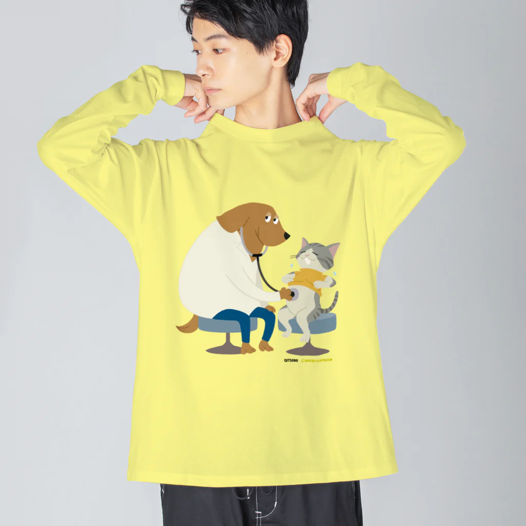 Quatre Illustrationの犬のお医者さん ビッグシルエットロングスリーブTシャツ