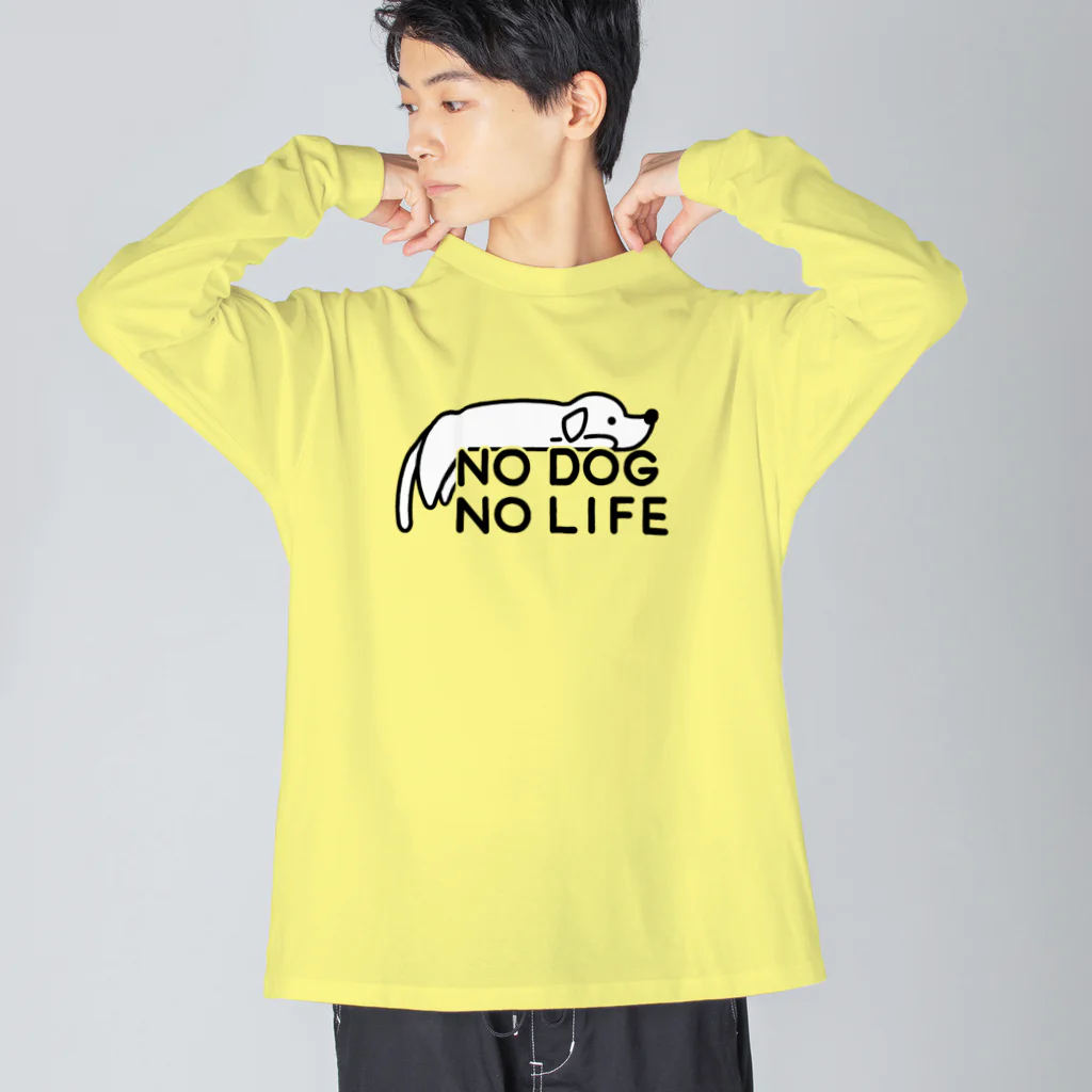 ぽぴーぴぽーのNO DOG NO LIFE(犬白塗り) Big Long Sleeve T-Shirt