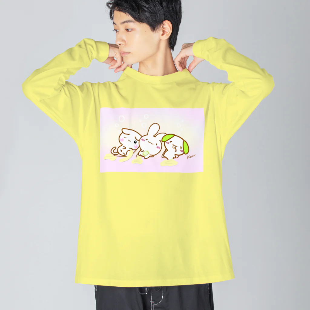 けあうさSHOPの3匹ひるねタ〜イムけあうさ Big Long Sleeve T-Shirt