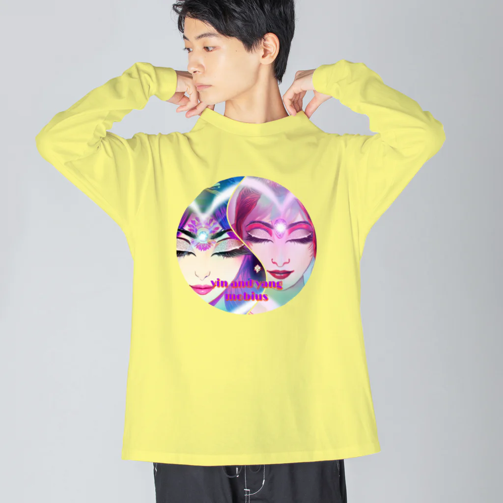 💖宇宙整体♪🌈♪こころからだチャンネル♪💖の陰陽がメビウスする。 ビッグシルエットロングスリーブTシャツ