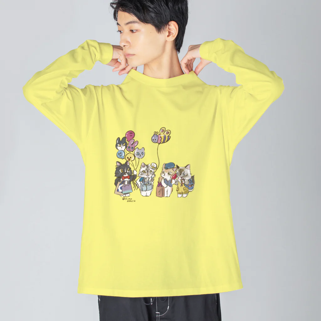 猫のきぬくんのお店のベーカリーこげまる社員旅行にゃ Big Long Sleeve T-Shirt