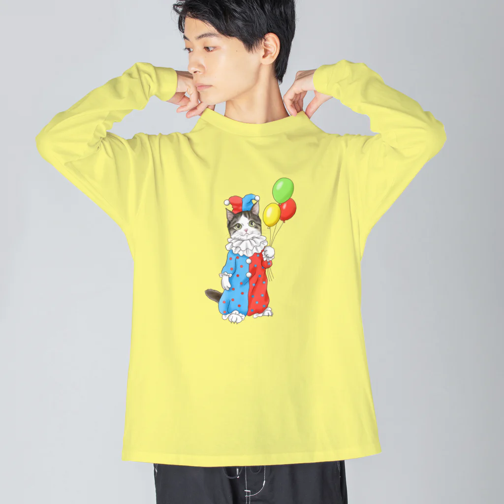 Ａｔｅｌｉｅｒ　Ｈｅｕｒｅｕｘのサーカスにゃんこ　風船ピエロ Big Long Sleeve T-Shirt