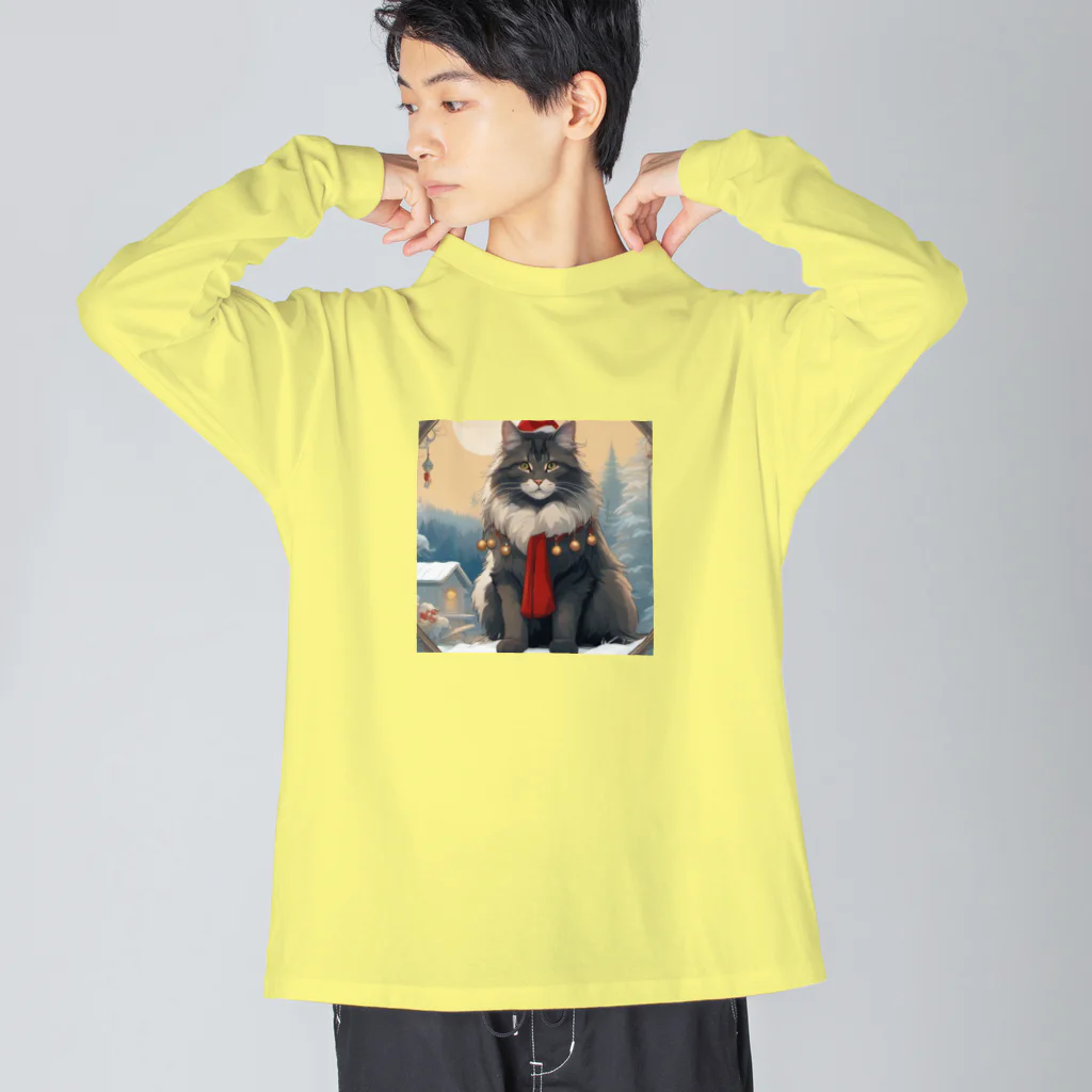 ruiruirの猫　冬　クリスマス ビッグシルエットロングスリーブTシャツ