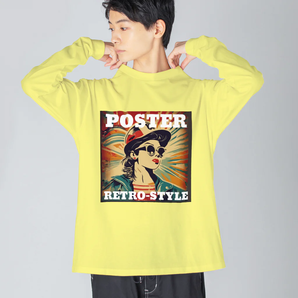 kazu_gのレトロ風ポスター（女性） Big Long Sleeve T-Shirt