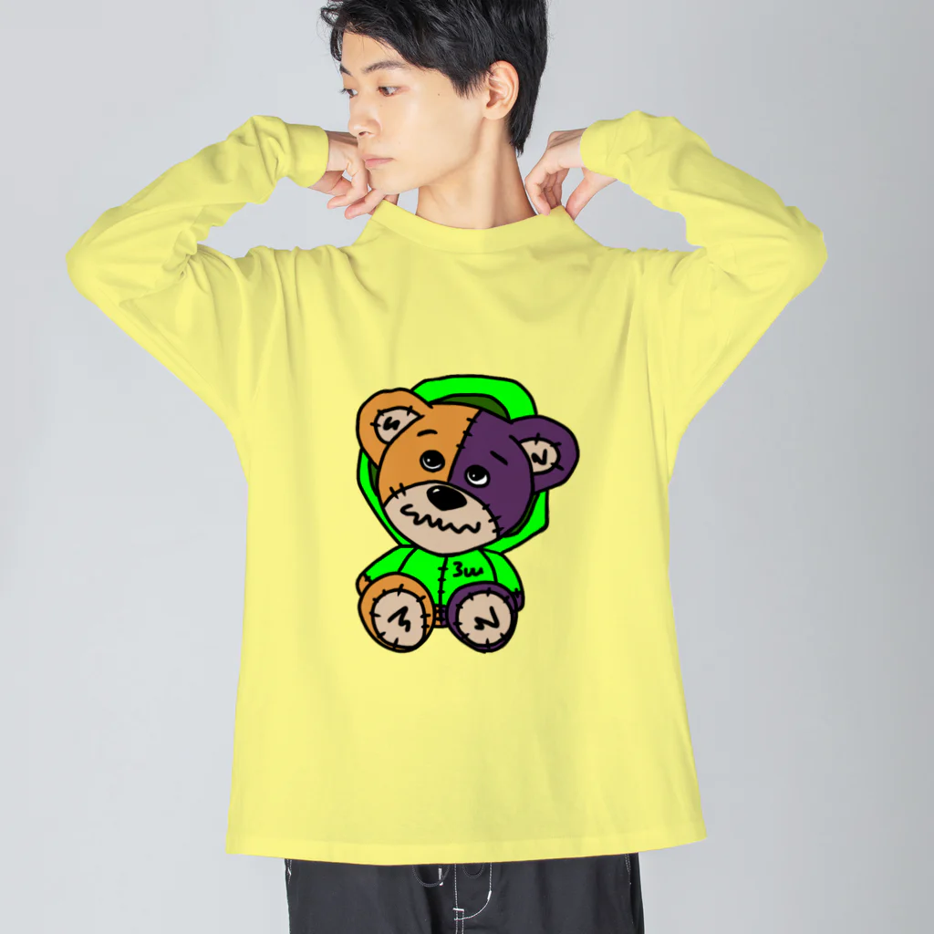 3wの#3 カラフルクマくん 緑ジャケット Big Long Sleeve T-Shirt