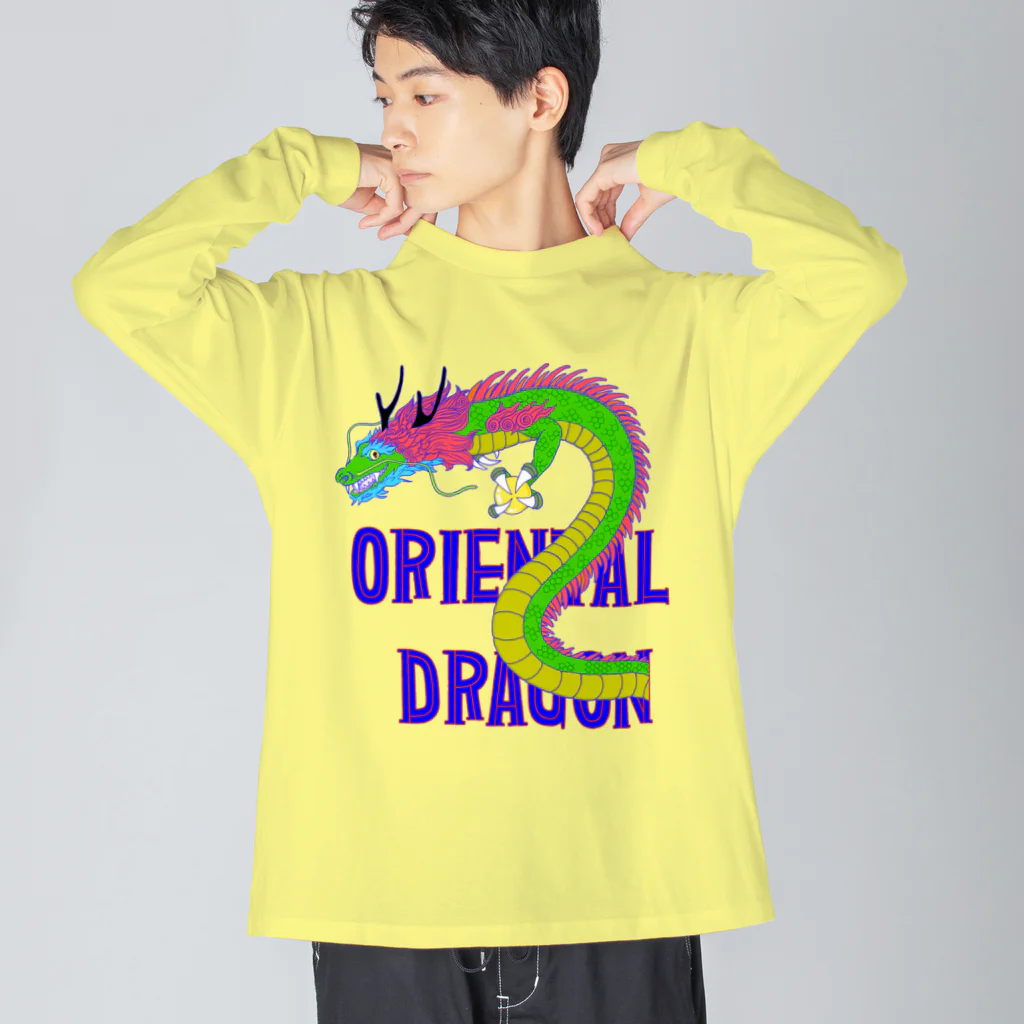 LalaHangeulのORIENTAL DRAGON（龍）英字バージョン ビッグシルエットロングスリーブTシャツ