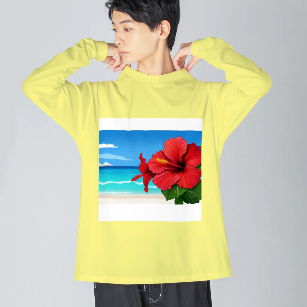 kaiminsapoのハイビスカス　リゾート　🌺　🏝️ ビッグシルエットロングスリーブTシャツ