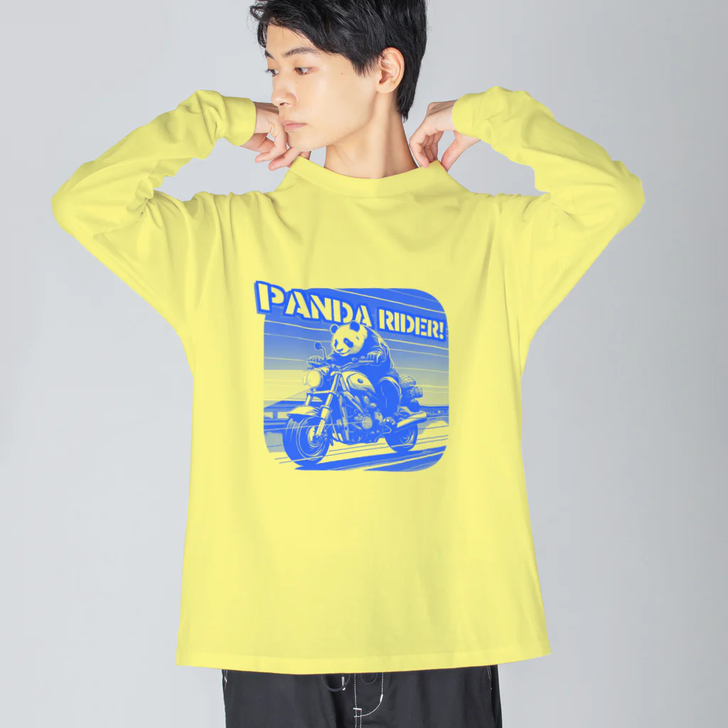 kazu_gのパンダライダー!(ブルー) ビッグシルエットロングスリーブTシャツ