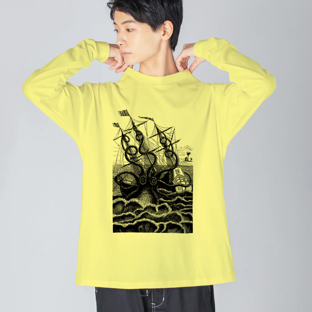 Saza-nami Antique designの海の怪物、クラーケン！！ Big Long Sleeve T-Shirt