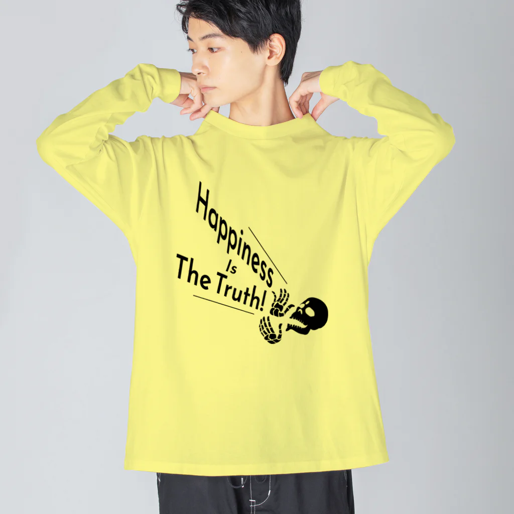 『NG （Niche・Gate）』ニッチゲート-- IN SUZURIのHappiness Is The Truth!（黒） ビッグシルエットロングスリーブTシャツ