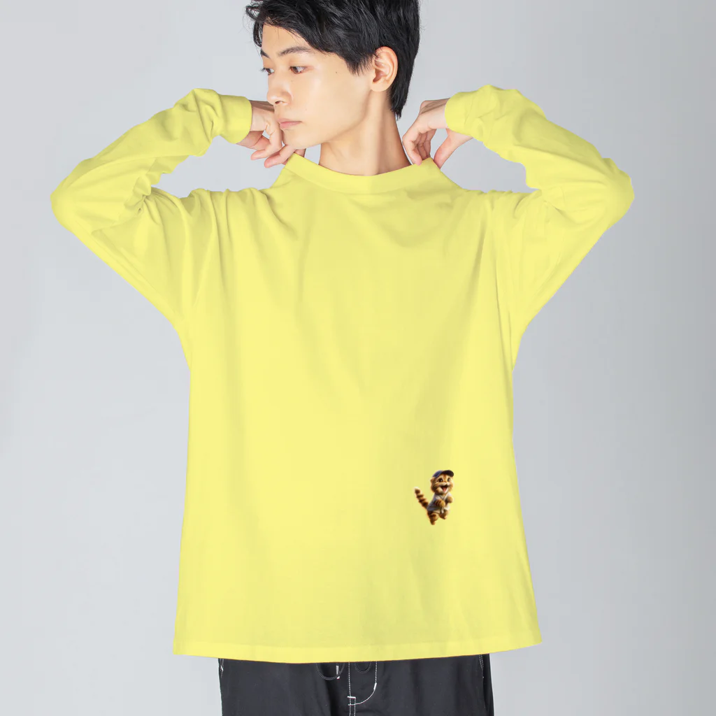 ネコネコ笑店 -Cat Goods Store-の野球と猫 -Baseball and Cats- Big Long Sleeve T-Shirt