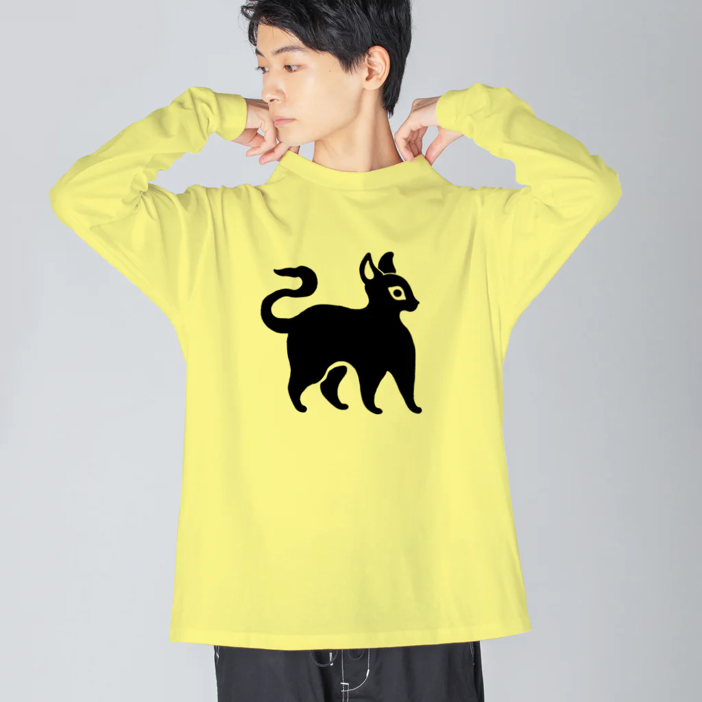 ツバメ堂の黒猫 ビッグシルエットロングスリーブTシャツ