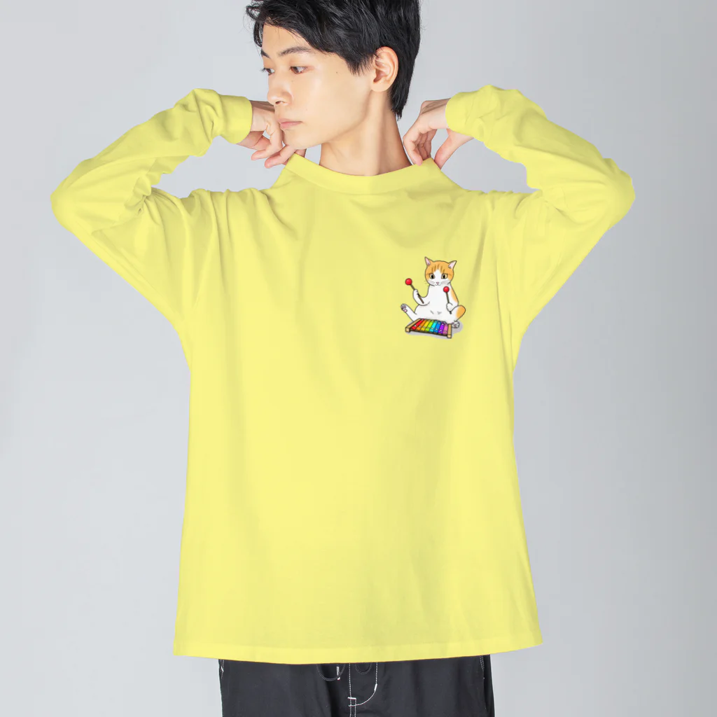 Ａｔｅｌｉｅｒ　Ｈｅｕｒｅｕｘの木琴を叩く猫 Big Long Sleeve T-Shirt