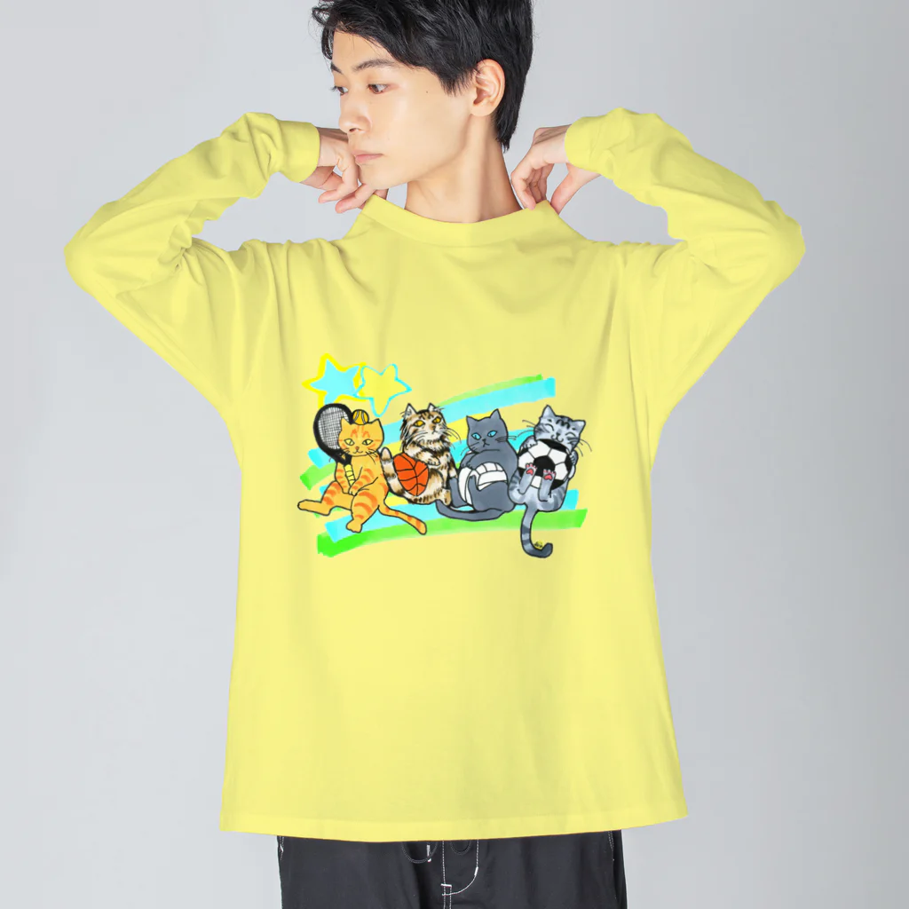 miku'ꜱGallery星猫のネコリンピック✨球技 루즈핏 롱 슬리브 티셔츠