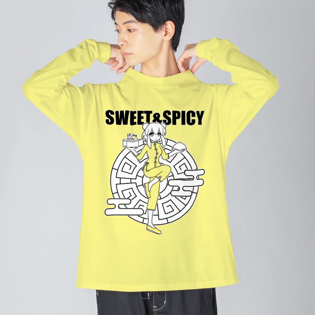 SWEET＆SPICY 【 すいすぱ 】ダーツの好吃。（美味しいよ）　ロゴ有 ビッグシルエットロングスリーブTシャツ