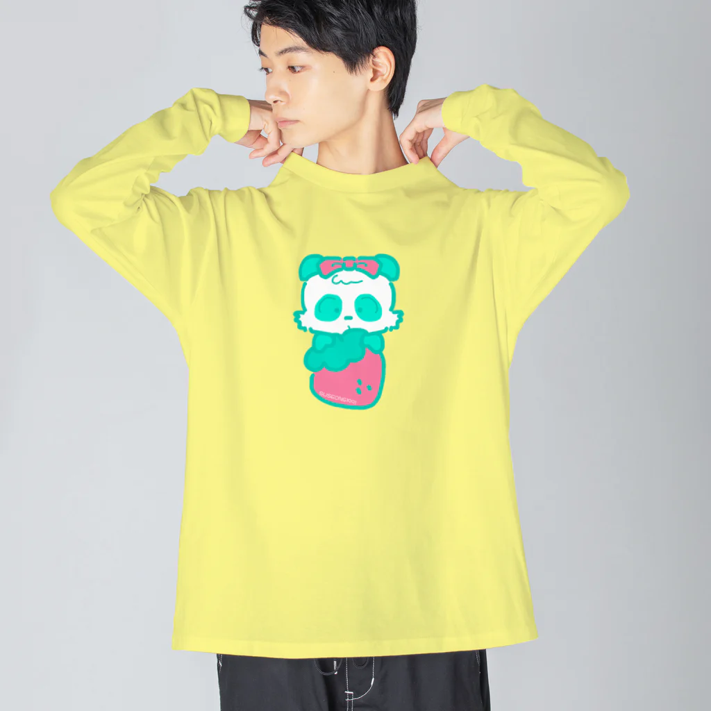 SUSEONG1991の春パンダ みどり ビッグシルエットロングスリーブTシャツ