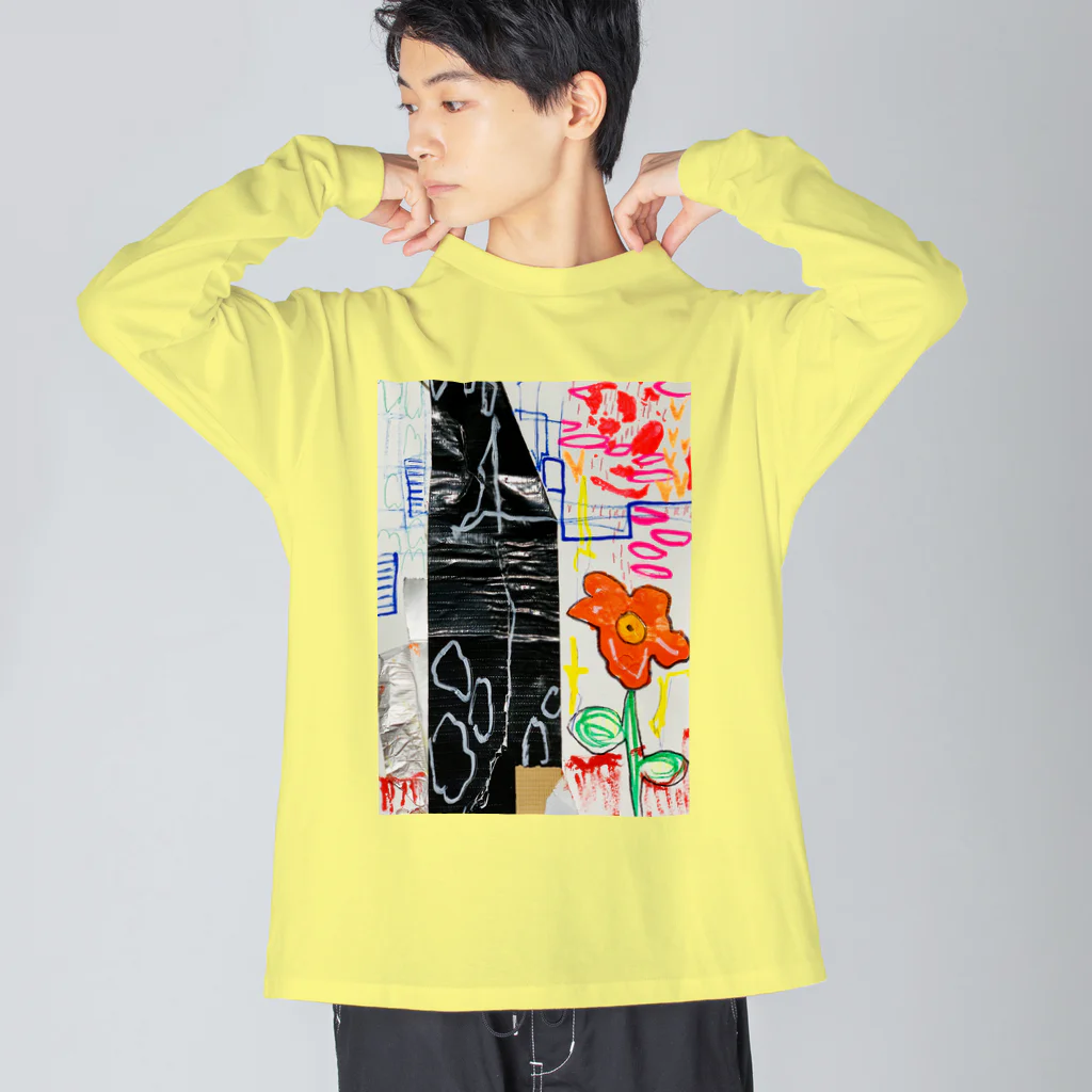 ヒラモトユミエのdrawing「おはな」 ビッグシルエットロングスリーブTシャツ