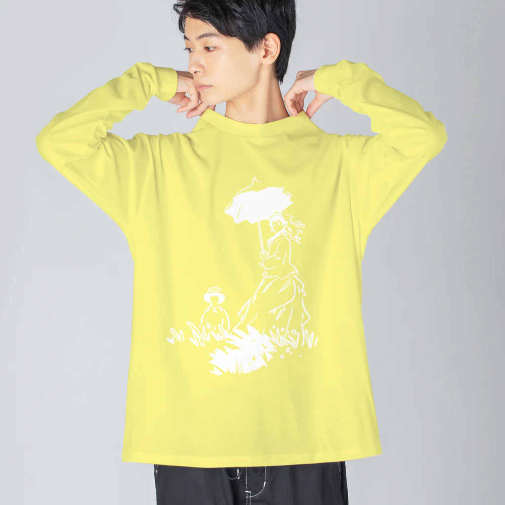 山形屋米店の白版＿クロード・モネ「日傘をさす女」 Big Long Sleeve T-Shirt