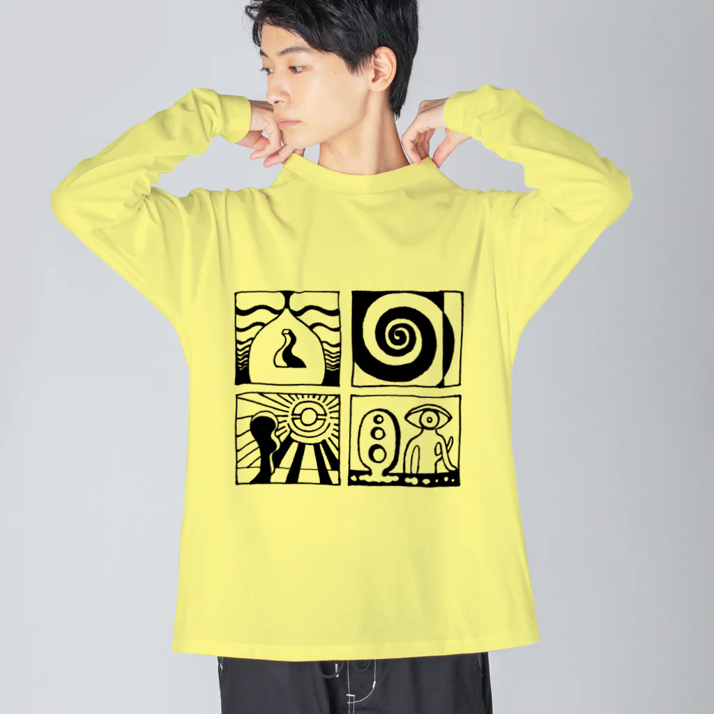 太陽の眼の太陽の眼 文字絵(黒/前面) ビッグシルエットロングスリーブTシャツ