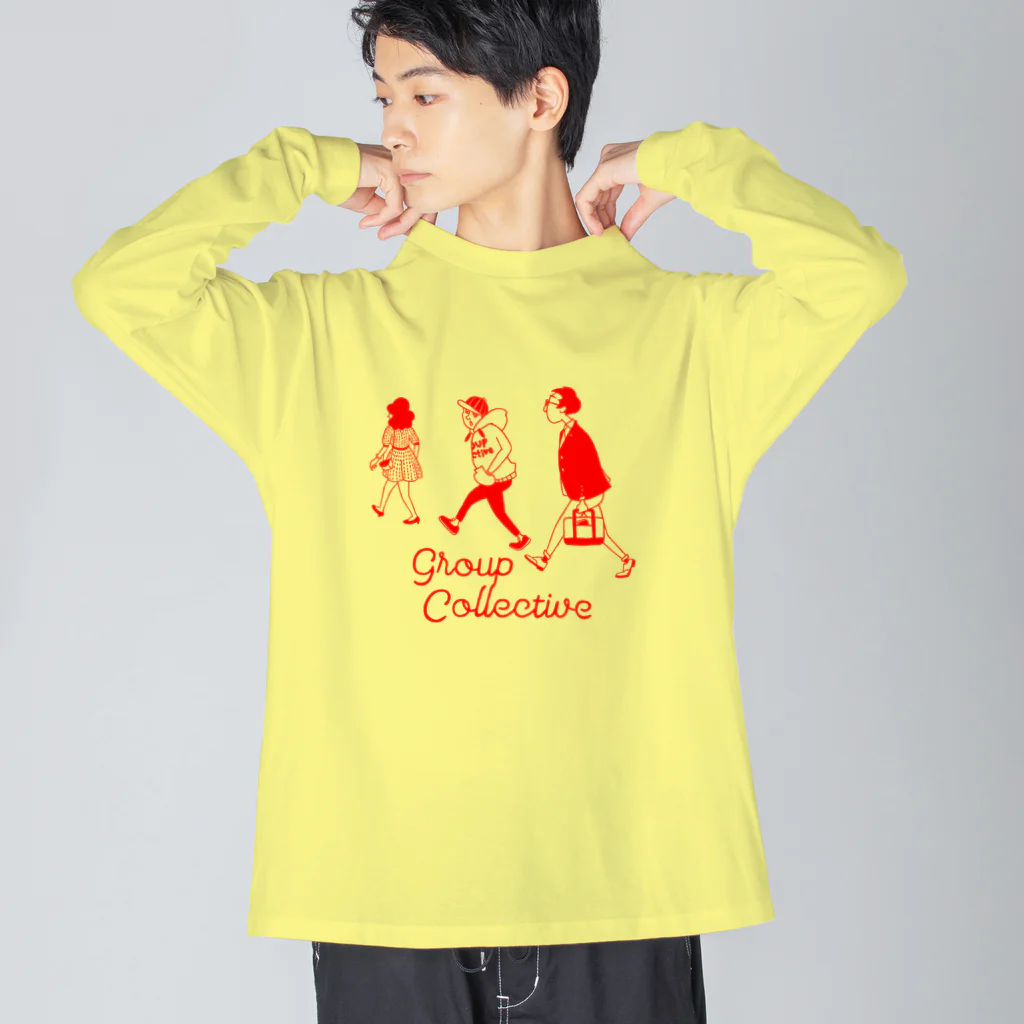 hilo tomula トムラ ヒロのGroup Collective Red Big Long Sleeve T-Shirt