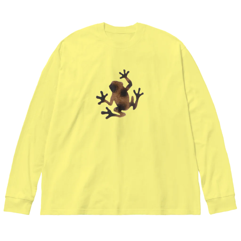 ツバメ堂の茶色いカエル ビッグシルエットロングスリーブTシャツ