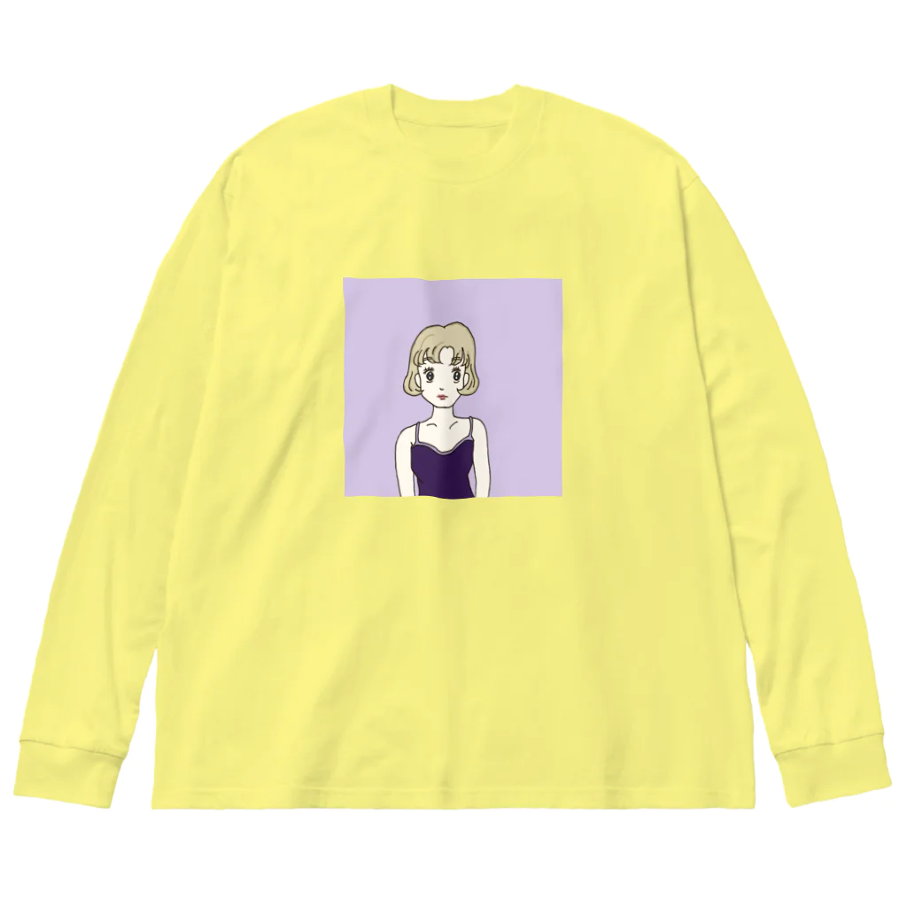 Hinanochin.shopのMs. Blonde Short Hair ビッグシルエットロングスリーブTシャツ