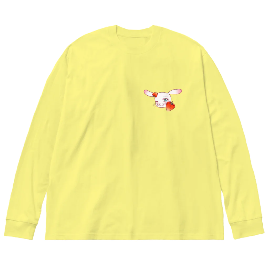Rabbitflowerの♥らびこ♥イチゴデザイン ビッグシルエットロングスリーブTシャツ