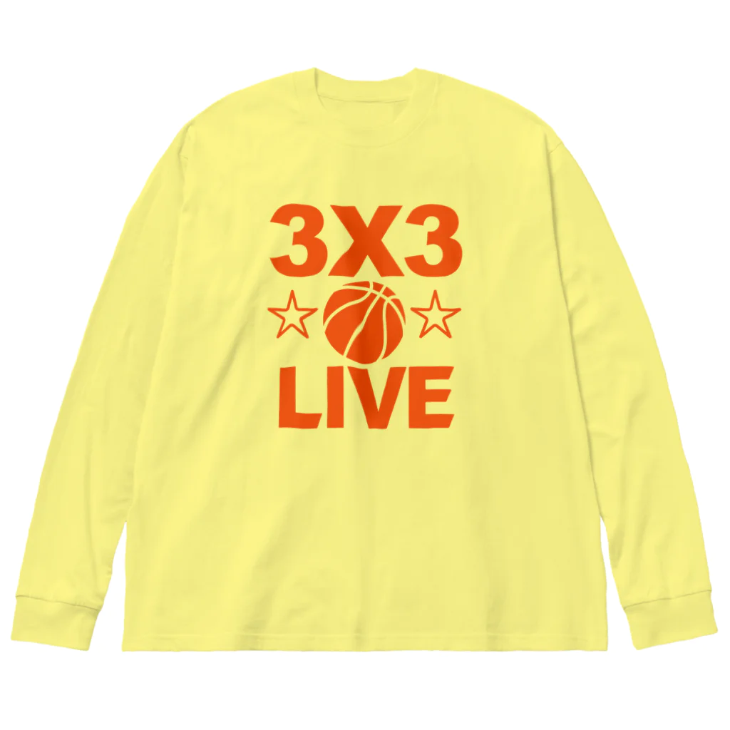 sports_tower スポーツタワーの3x3・オレンジ・スリーエックススリー・3人制バスケ・Tシャツ・アイテム・グッズ・ストリートバスケ・バスケットボール・スピーディーなバスケ・1試合10分間の21点ノックアウト・スポーツ・有望 ビッグシルエットロングスリーブTシャツ