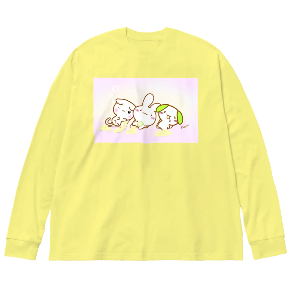 けあうさSHOPの3匹ひるねタ〜イムけあうさ Big Long Sleeve T-Shirt