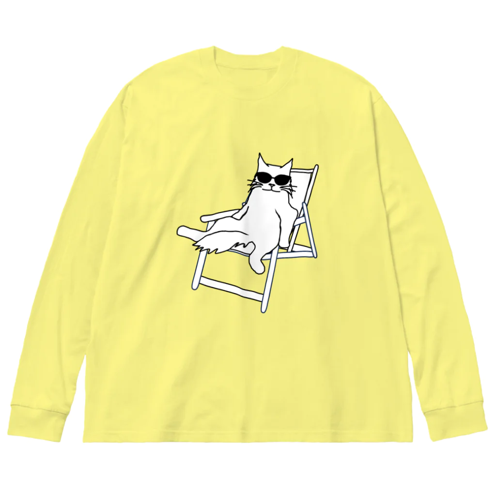 V Voca.のデッキチェアに座る猫 A ビッグシルエットロングスリーブTシャツ