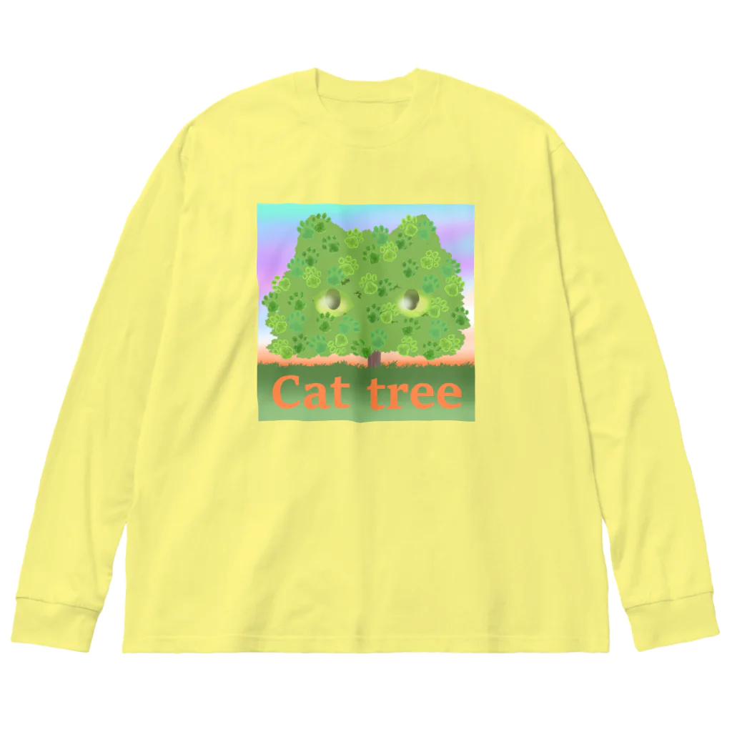 Charamaru MarketのＣＡＴ　ＴＲＥＥ Big Long Sleeve T-Shirt