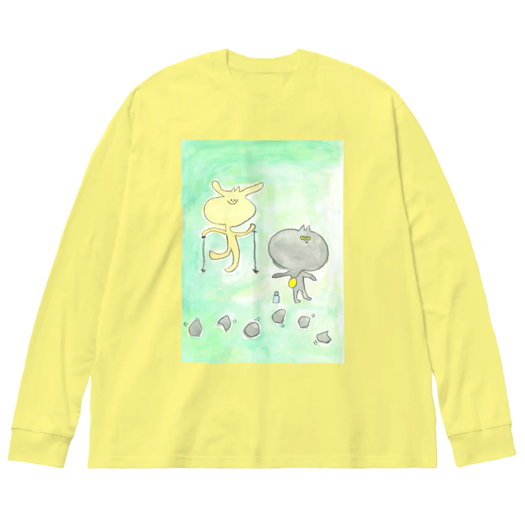 tonarichanのいぬくんとねこくん ビッグシルエットロングスリーブTシャツ