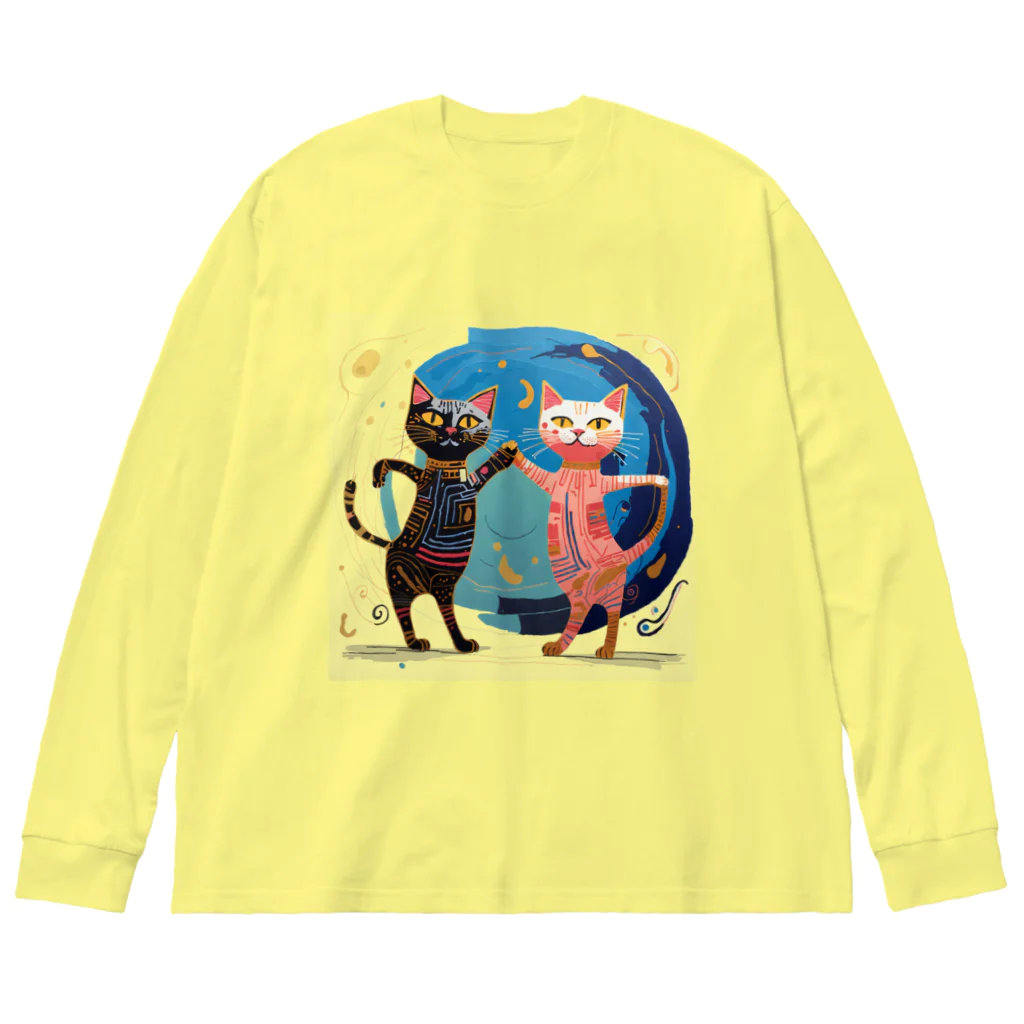 猫魚鳥時々犬等 arte♡のSuccessful Cats ♡ ビッグシルエットロングスリーブTシャツ