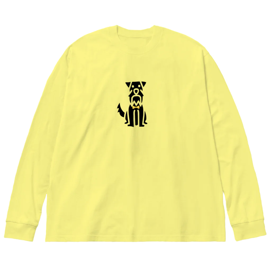 のあとバロン🐾のミニチュアシュナウザー  ブラック ビッグシルエットロングスリーブTシャツ