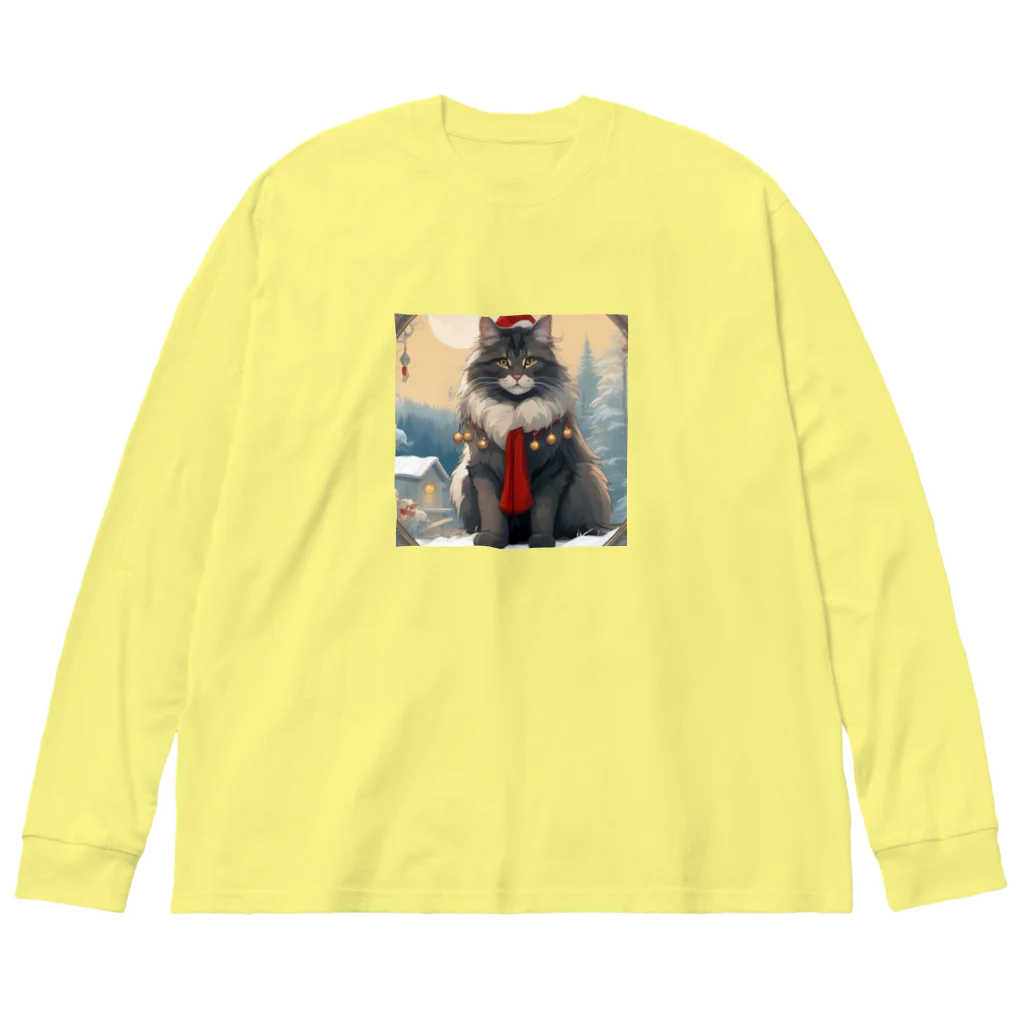ruiruirの猫　冬　クリスマス ビッグシルエットロングスリーブTシャツ