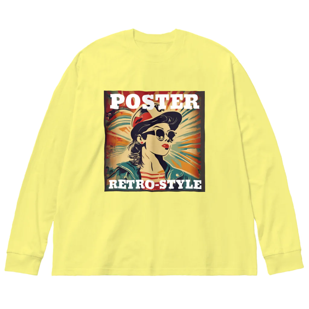 kazu_gのレトロ風ポスター（女性） Big Long Sleeve T-Shirt