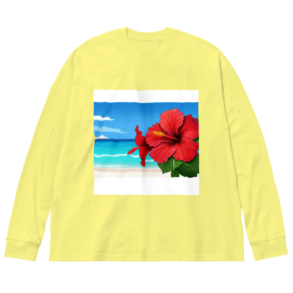 kaiminsapoのハイビスカス　リゾート　🌺　🏝️ ビッグシルエットロングスリーブTシャツ