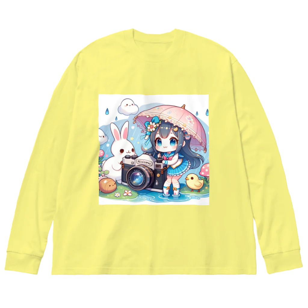 かるるんショップのカメラと傘とうさ耳少女とシリーズ　撮影 Big Long Sleeve T-Shirt