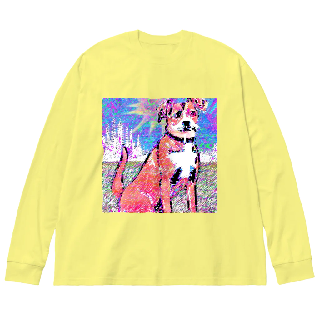 水草のPOPなDOG ビッグシルエットロングスリーブTシャツ