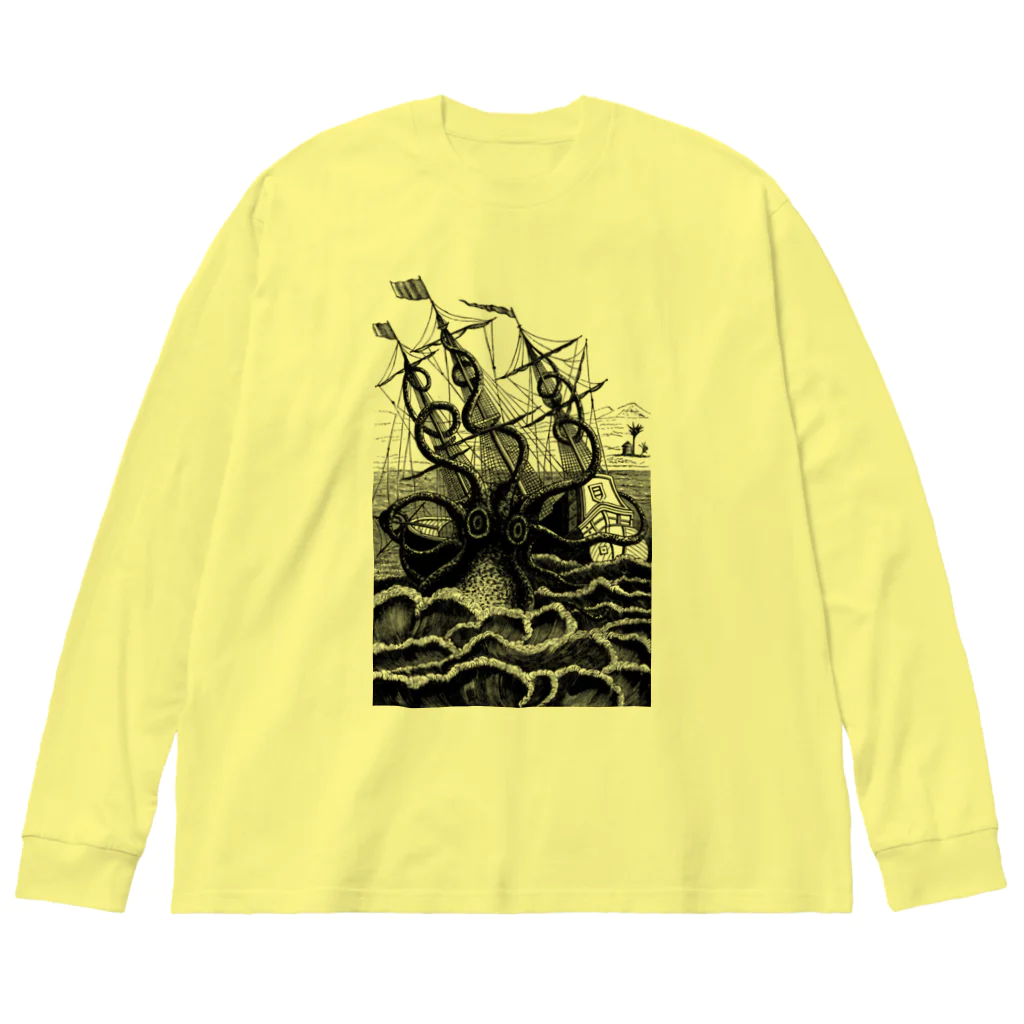 Saza-nami Antique designの海の怪物、クラーケン！！ Big Long Sleeve T-Shirt