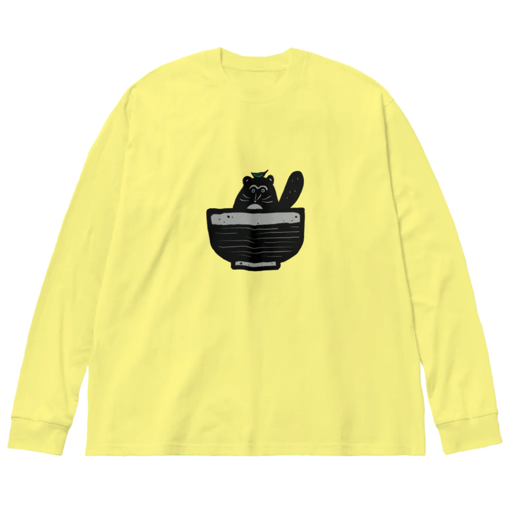 Yellow_Sparrowのたぬきそば一杯目 ビッグシルエットロングスリーブTシャツ